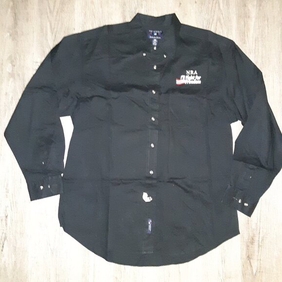 NRA Embroidered Button-Down Shirt * I'll Fight for Freedom" * Long Sleeve *Black - Picture 1 of 7